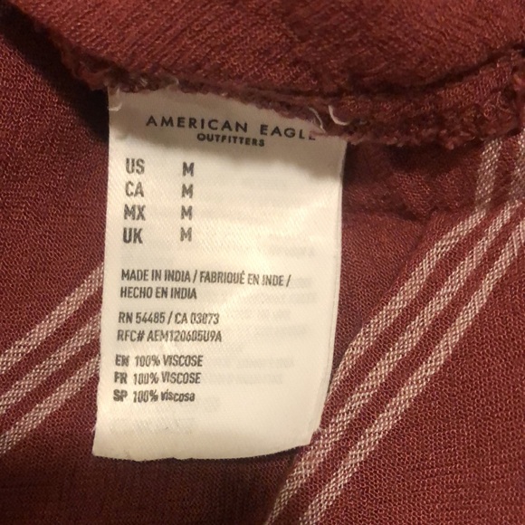 ❤️AEO American Eagle Cropped Striped Wrap Shirt Top Cardigan Flared Sleeve M - Picture 5 of 5